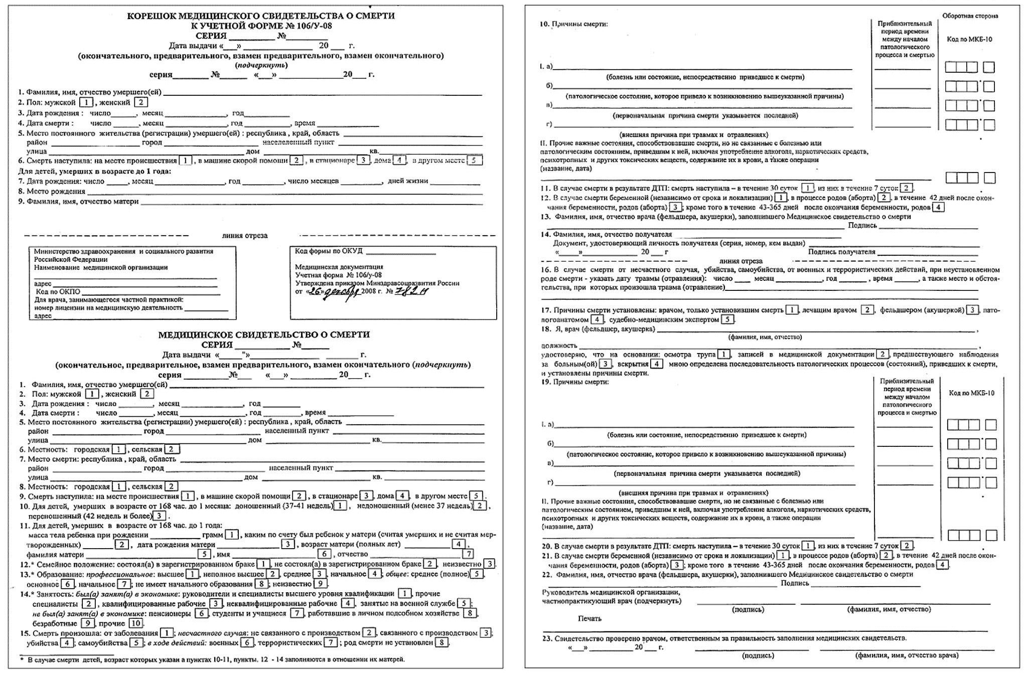 Медицинское свидетельство о смерти в Санкт-Петербурге