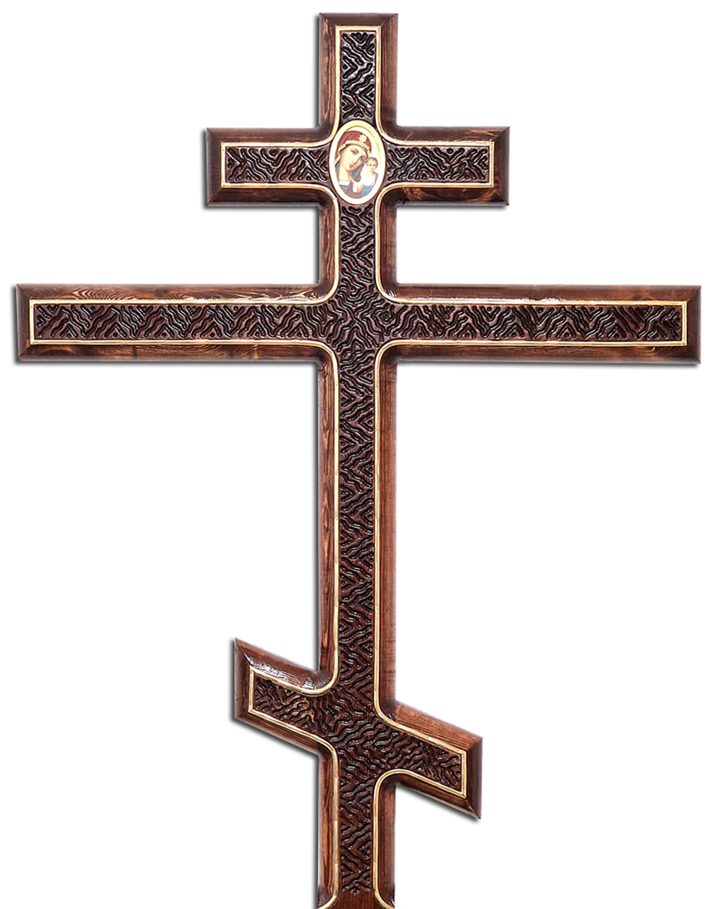 Крест на могилу сосновый прямой с иконой