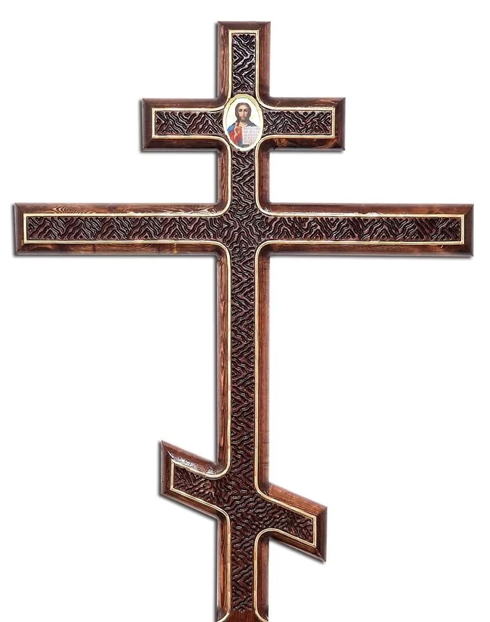 Крест на могилу сосновый прямой с иконой