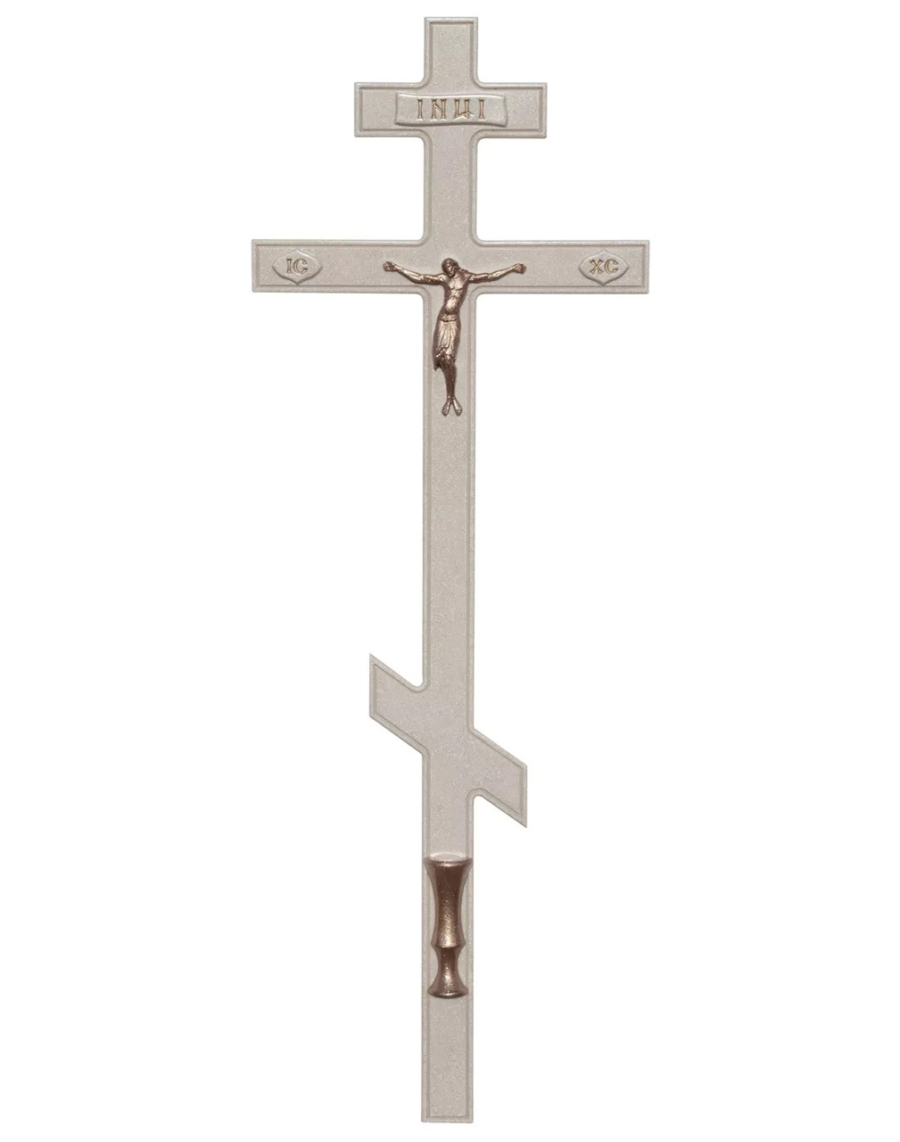 Крест Строгий белый с Иисусом и полувазой