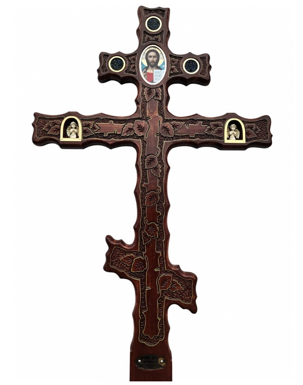 Крест на могилу сосновый художественный с ангелами