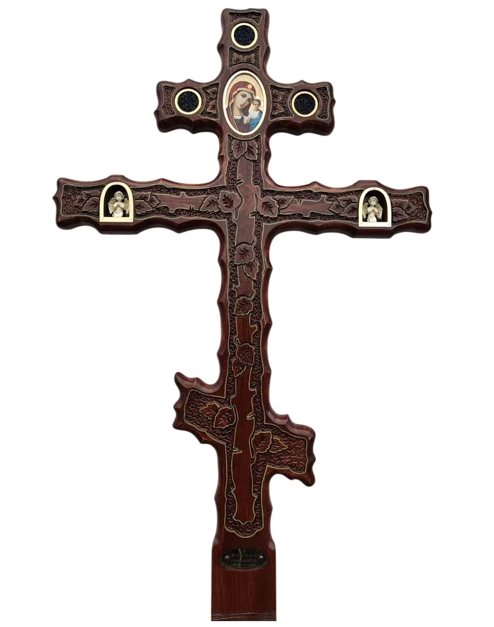 Крест на могилу сосновый художественный с ангелами