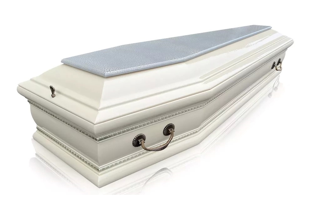 Гроб «Бергамо» 6 гранный Слоновая кость кракелюр