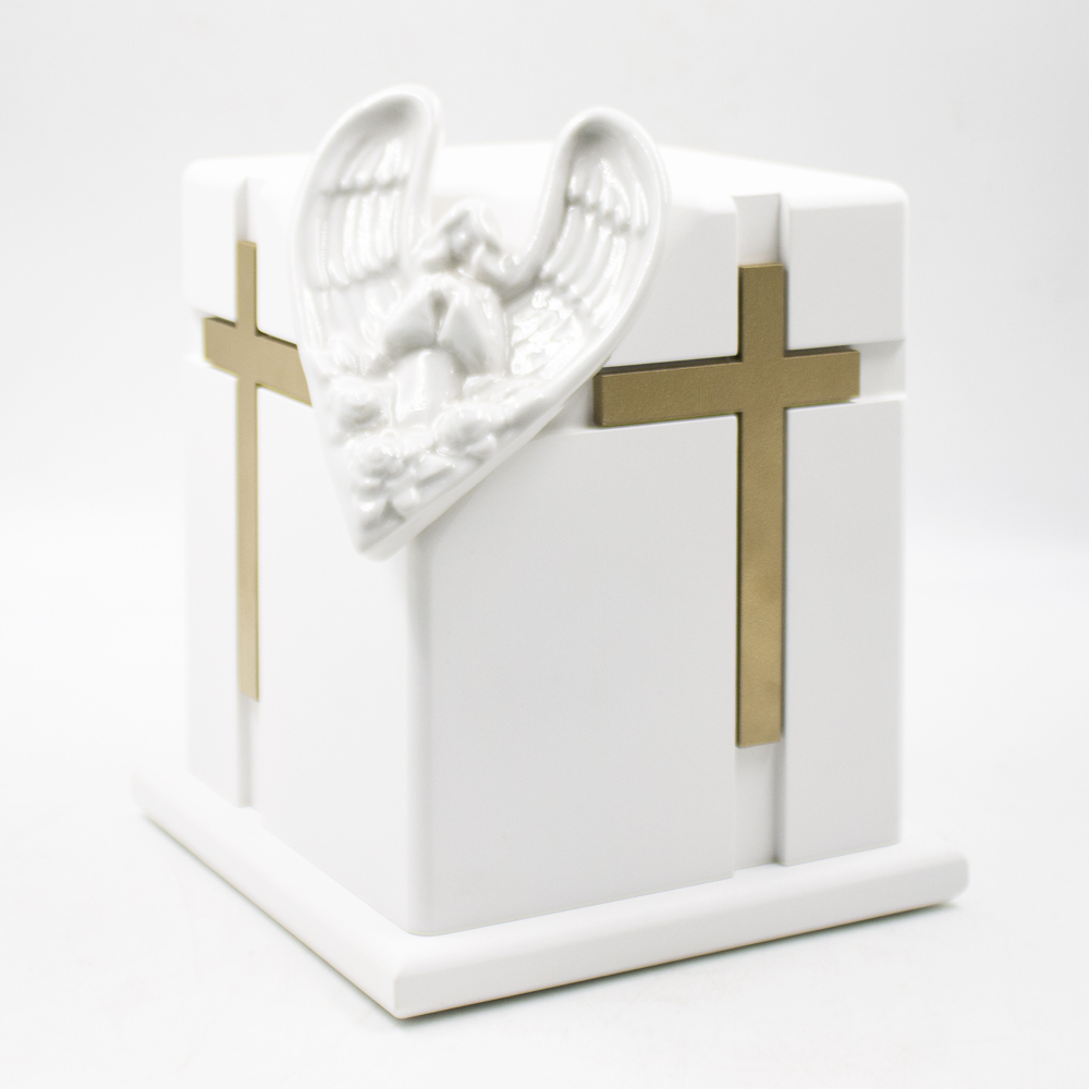 Урна для праха «Сердце ангела» белая эмаль