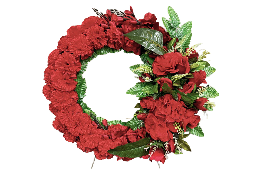 Венок из искусственных цветов «Круглый» красный 68см