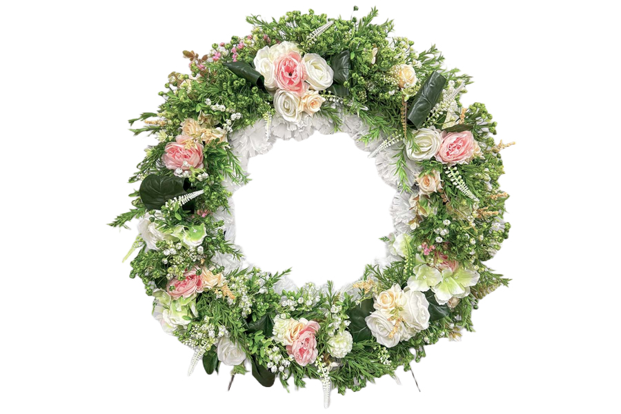 Венок из искусственных цветов «Круглый» зеленый 68см